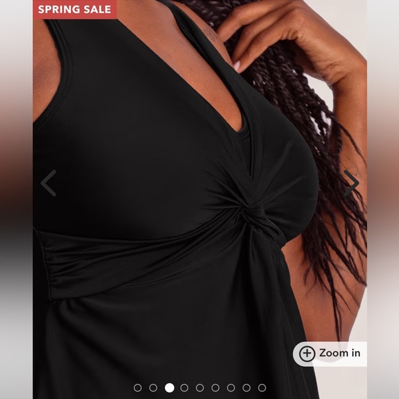 Shapermint Plus Size 4XL Essentials Swim Knot-Front Swim Dress - Picture 4 of 7